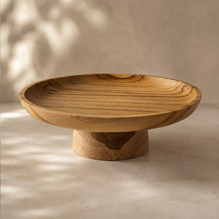 Skål med fot i Teak
