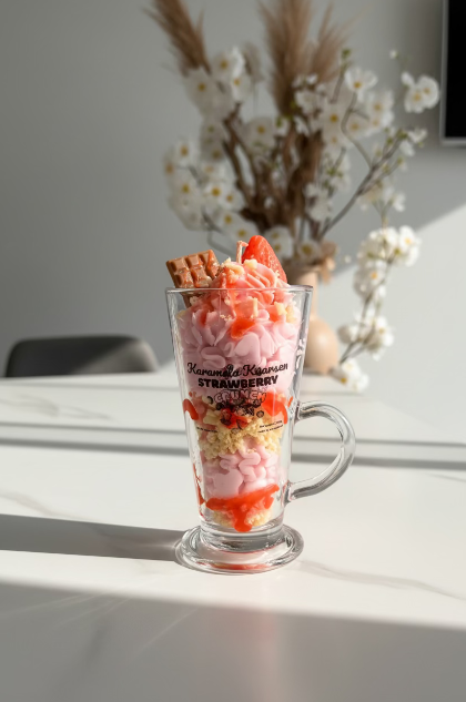 Handgjort ljus - Jordgubbsdessert