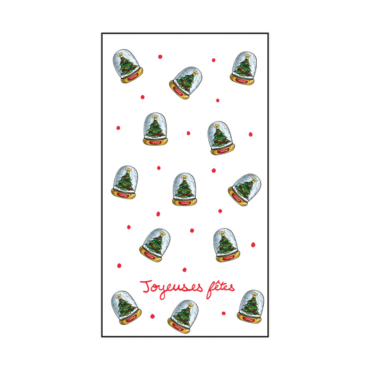 Pappersservetter med julgranar i snöglob