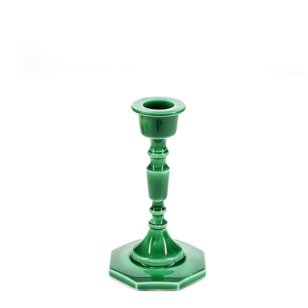 Ljusstake i emalj (13 cm) - Mörkgrön