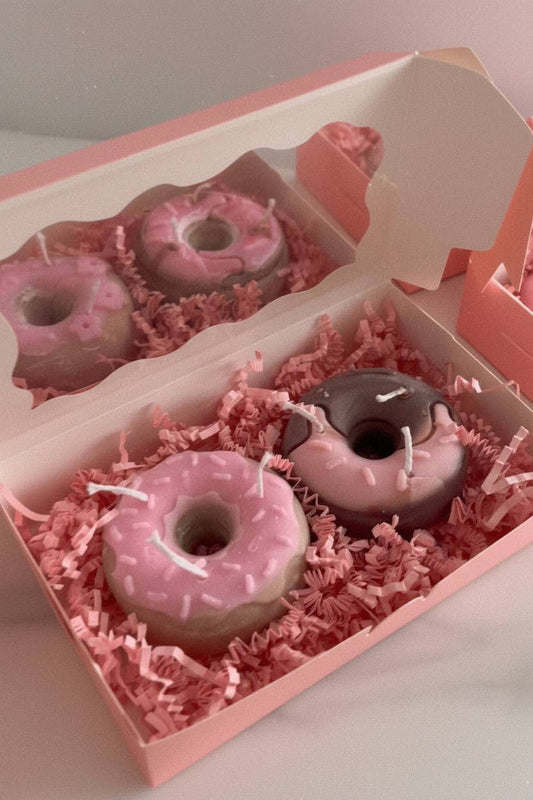 Donut-presentask – Set med 2 handgjorda donutljus