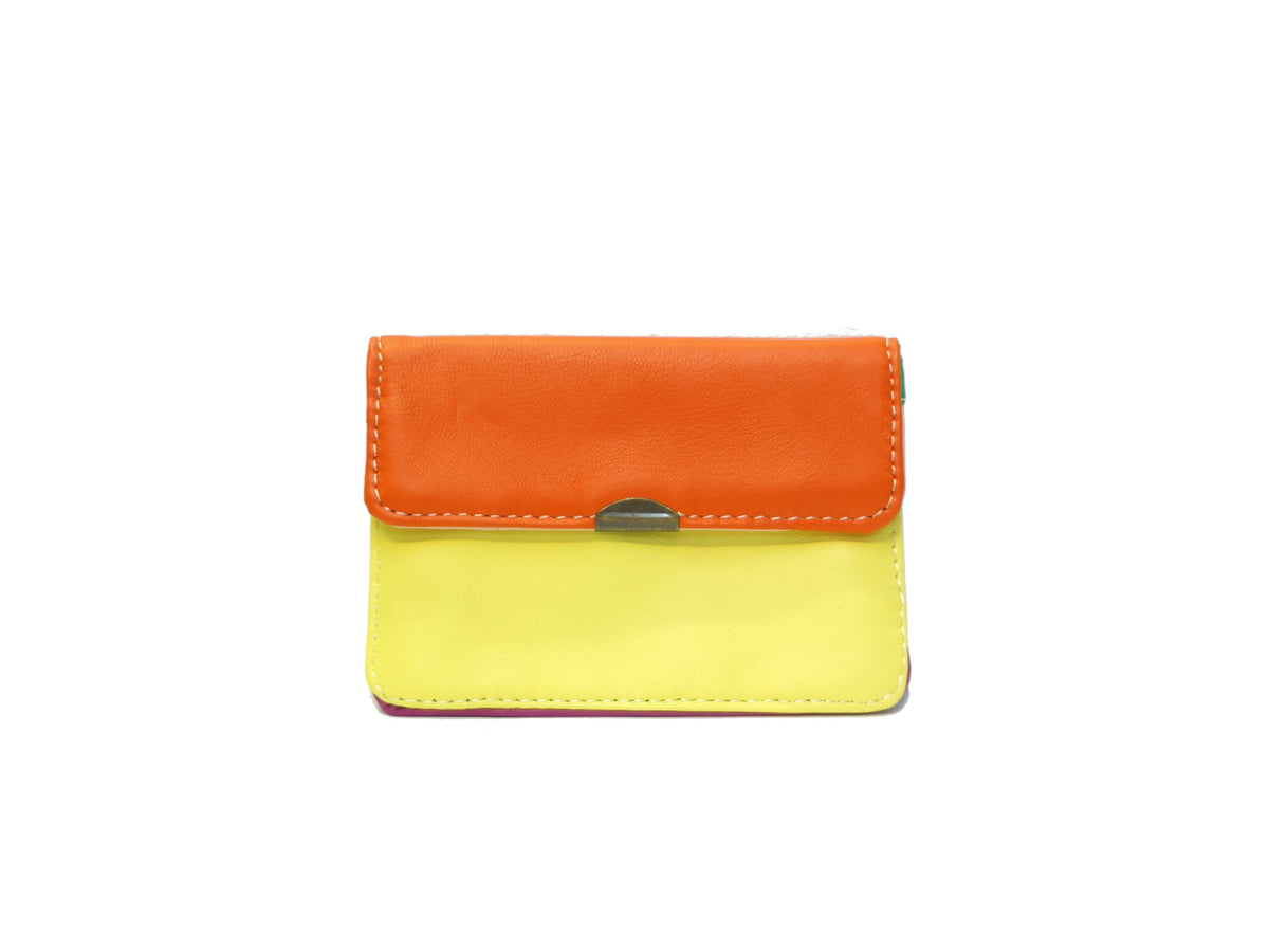 Plånbok i läder med flera fack: Vinröd/marinblå