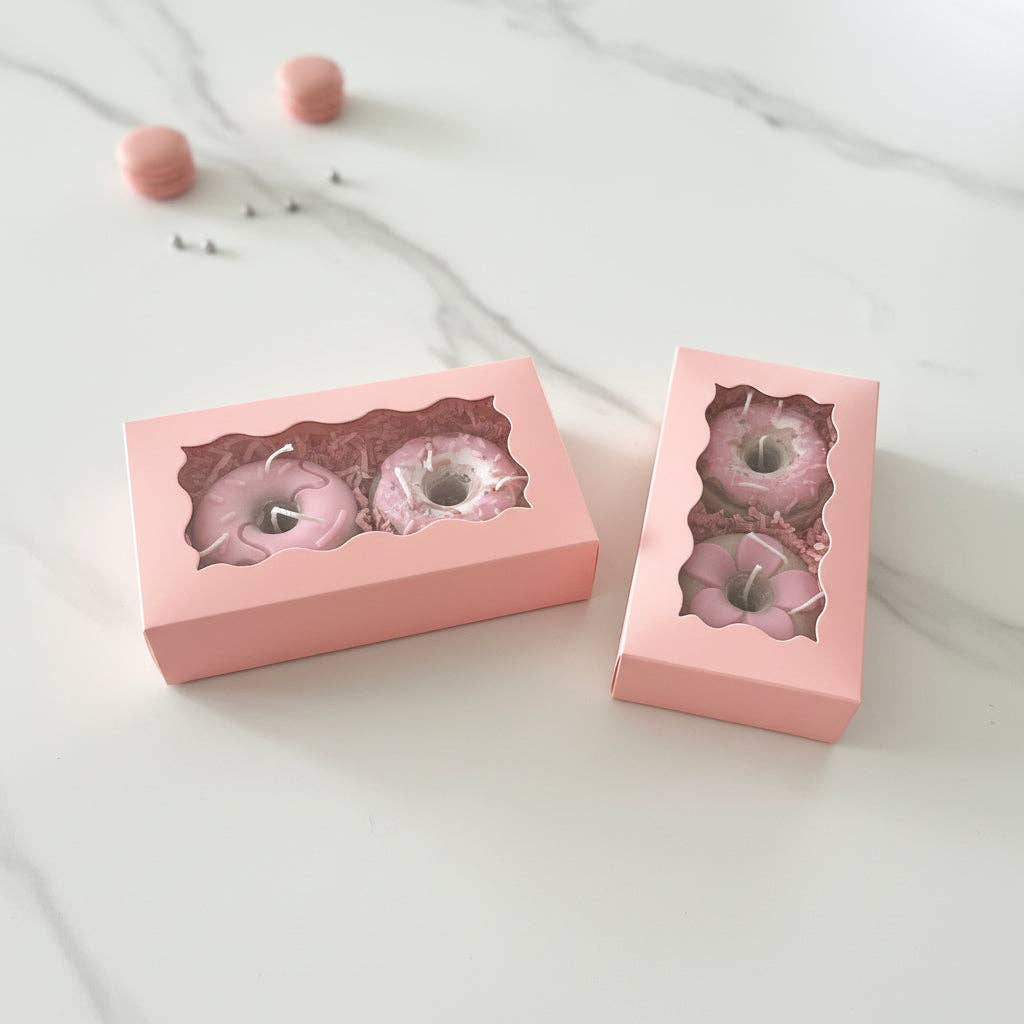 Donut-presentask – Set med 2 handgjorda donutljus