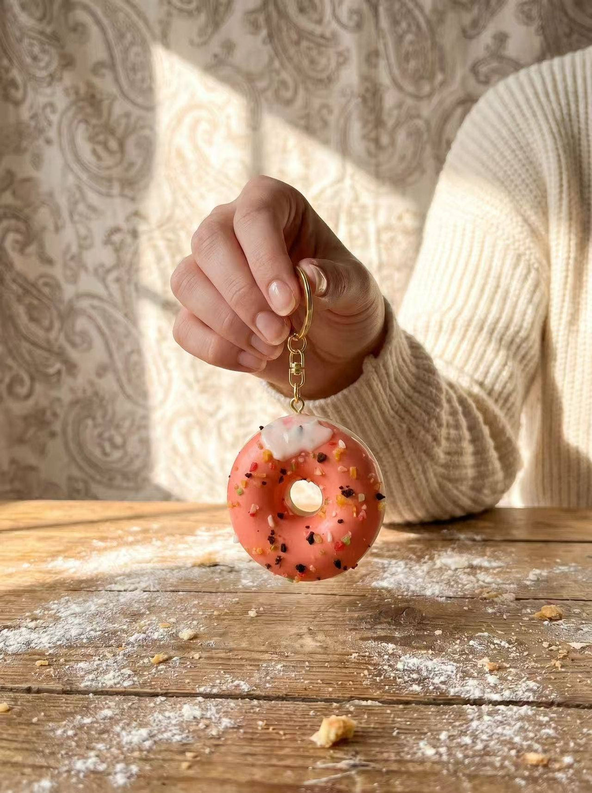 Nyckelring/väsksmycke Donut, två varianter