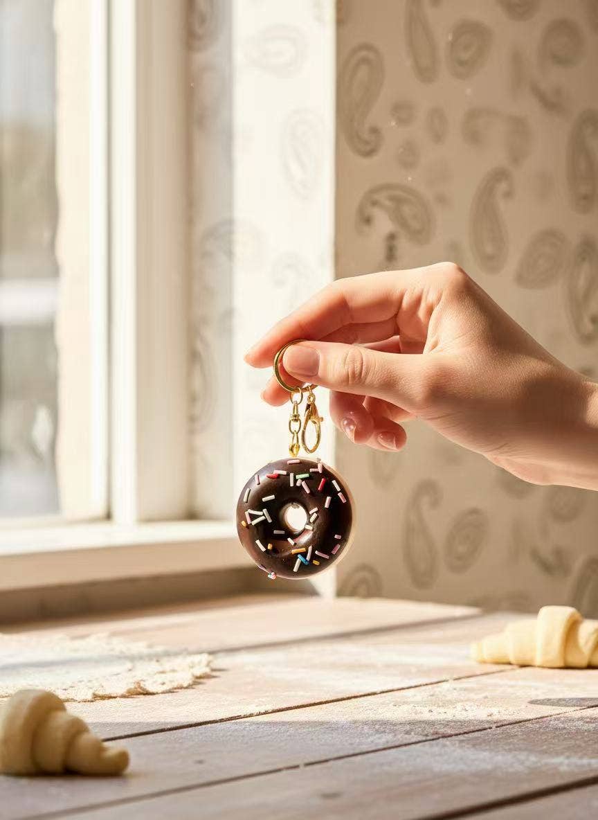 Nyckelring/väsksmycke Donut, två varianter