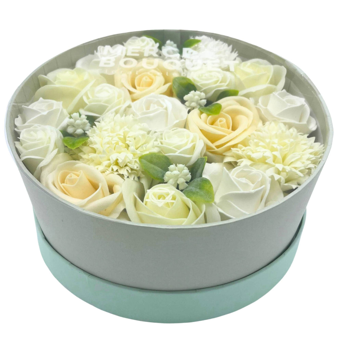 Elegant presentlåda med tvålblommor, flera varianter
