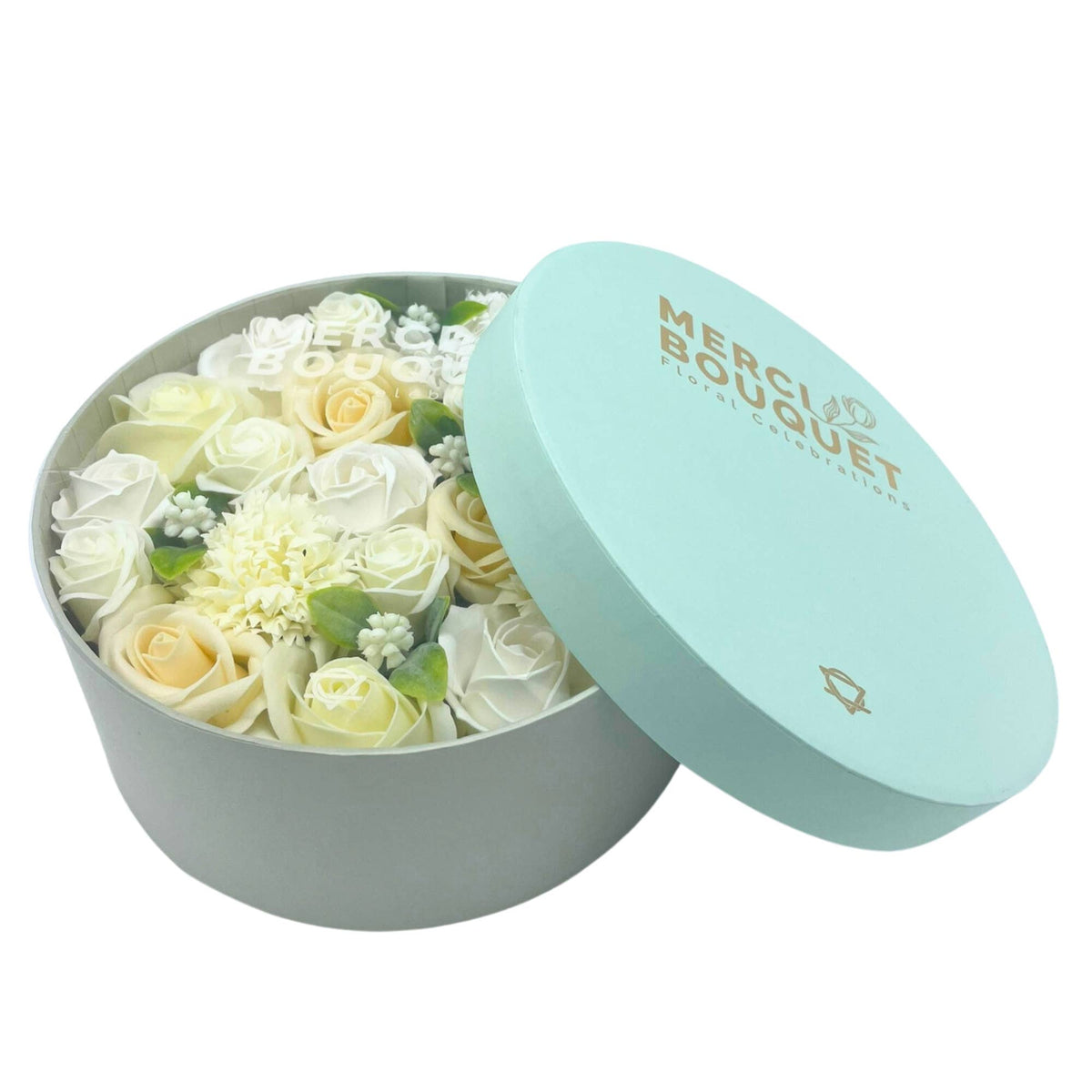 Elegant presentlåda med tvålblommor, flera varianter