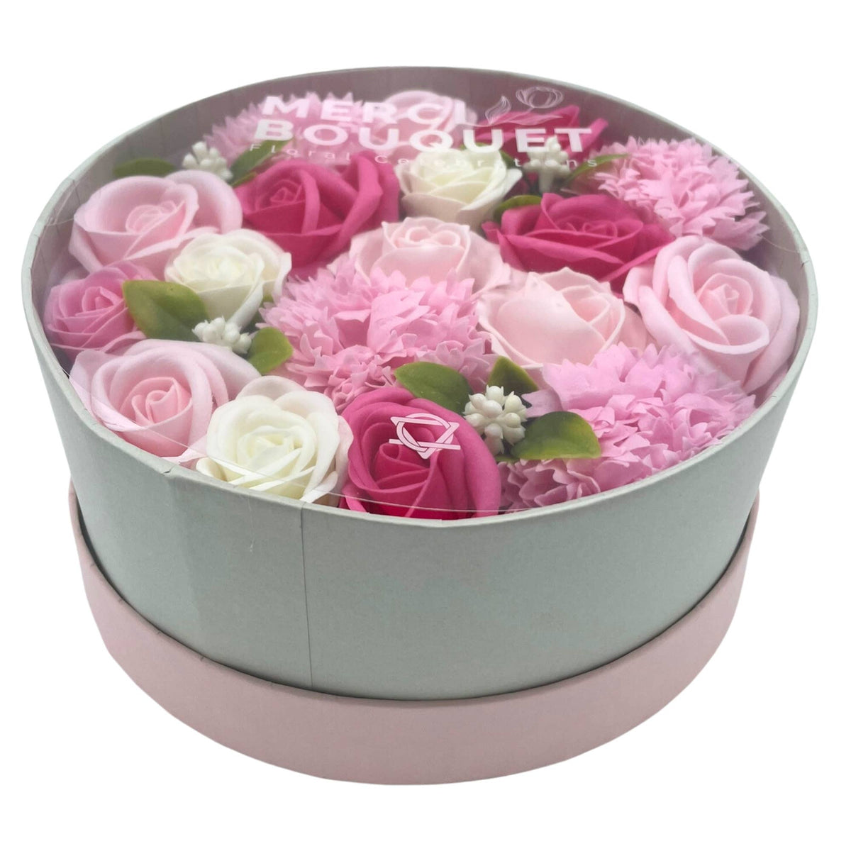 Elegant presentlåda med tvålblommor, flera varianter